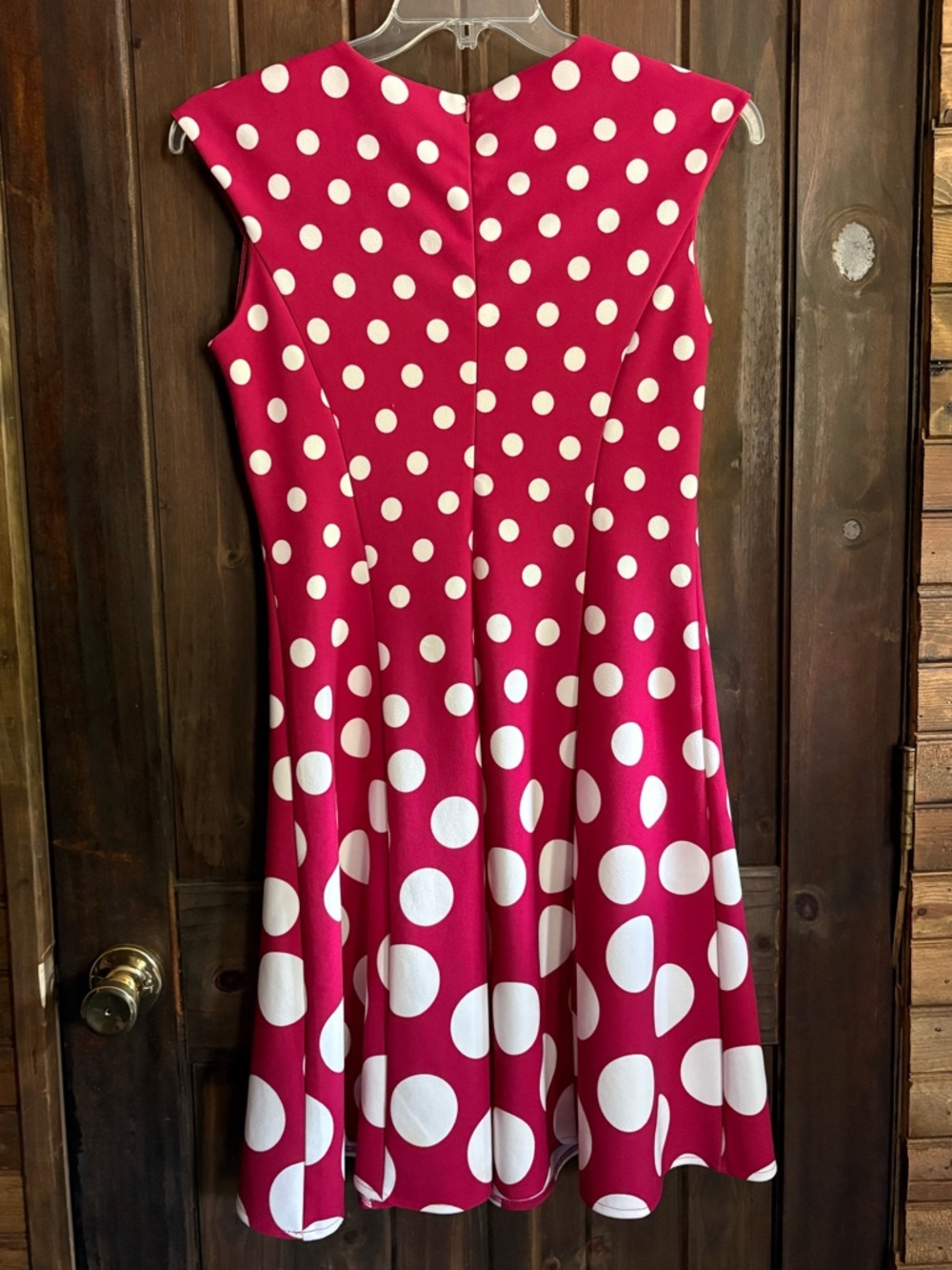 London Times Polka Dot Dress- Magenta & White- Size 8 - Picture 6 of 9